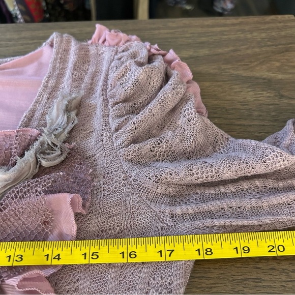 Pretty angel linen blend Elegant Pink Ruffled Women's Top S - Picture 8 of 10